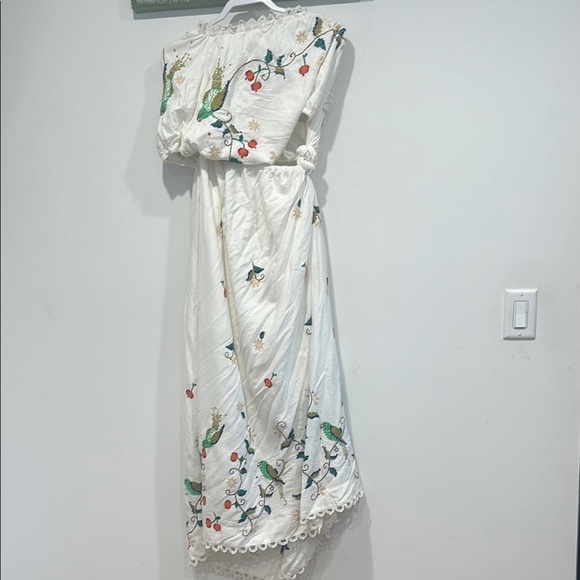 FARM Rio Cream Sleeveless embroidered Pitanga Embroidery Maxi Dress large - Picture 7 of 10
